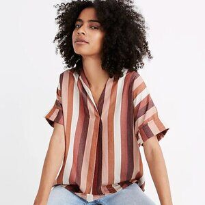 Madewell Striped Blouse in Brown and Cream